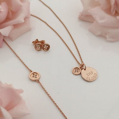 Rose Gold Button jewellery set