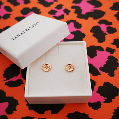 rose gold button earrings