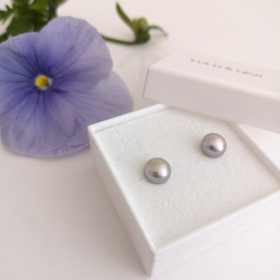 Silver Grey Freshwater Pearl Earrings