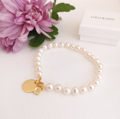 Freshwater Pearl Bracelet with Personalised Charm 