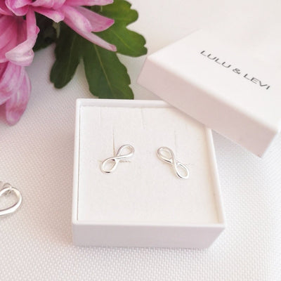 Sterling Silver Infinity Earrings in Eco-Friendly packaging